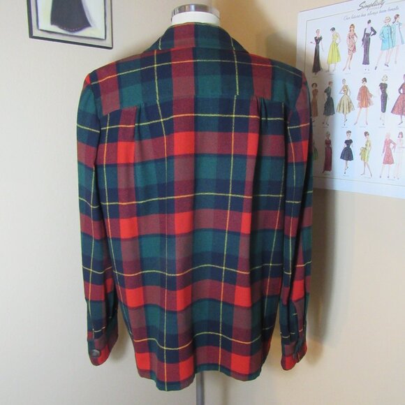 Vintage Pendleton 49ers Plaid Tartan Red 100% Virgin Wool Jacket Size L - Picture 4 of 7